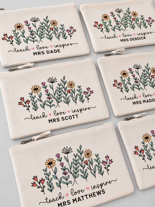 Personalised Floral Teacher Pouch