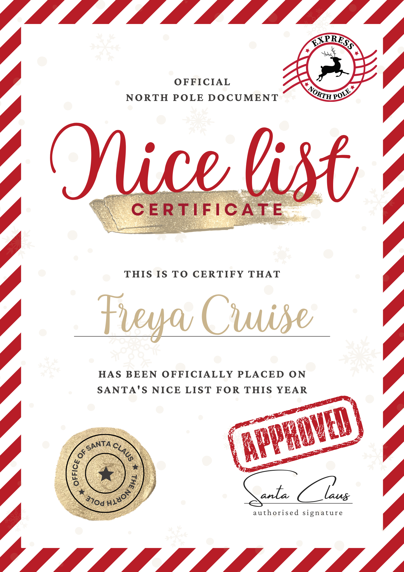 Nice List Certificate