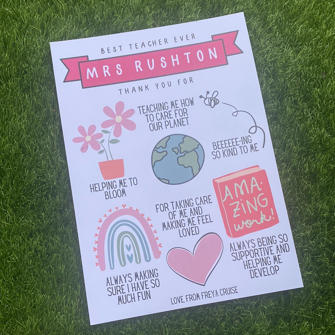 Personalised Teachers Print