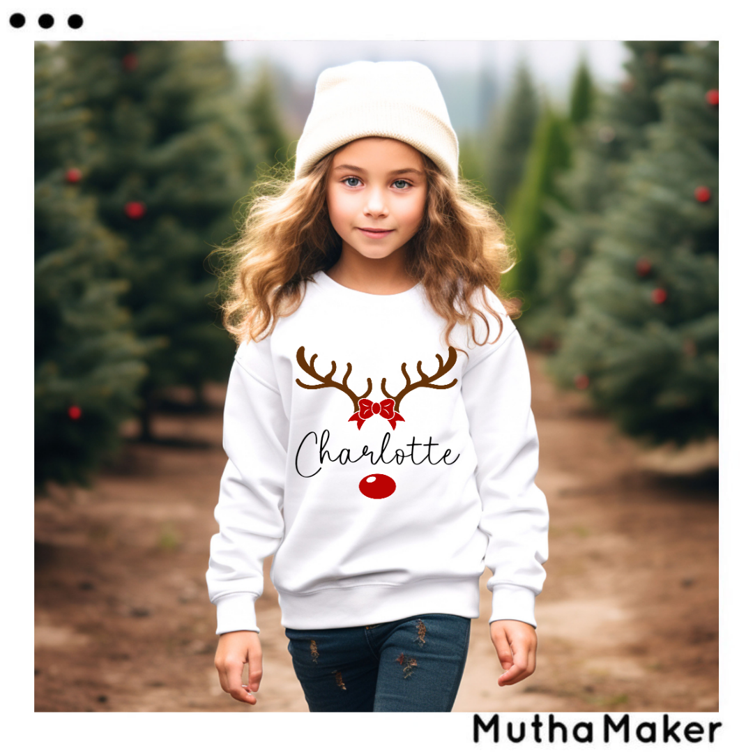 Personalised Kids Reindeer Sweatshirt