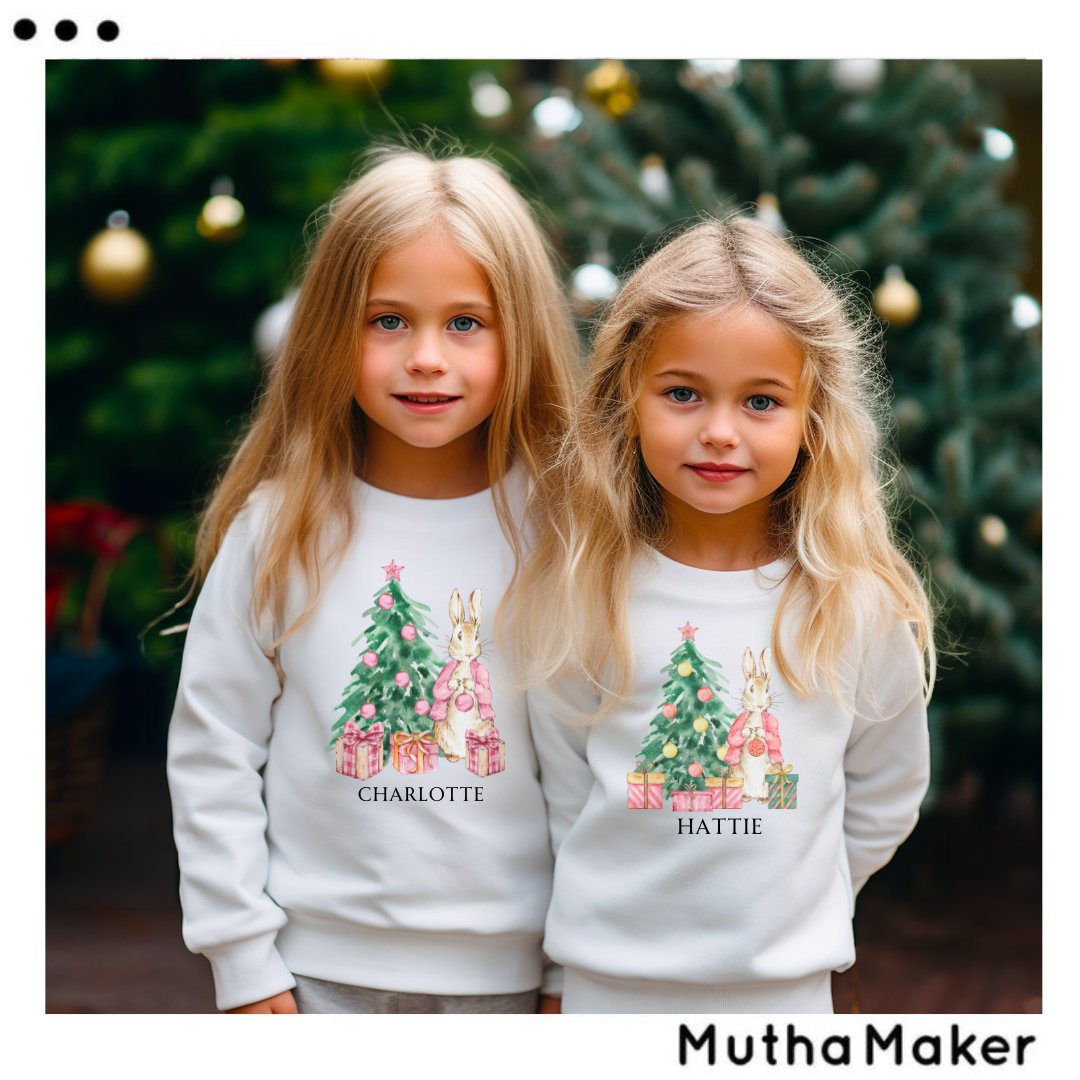 Personalised Kids Christmas Bunny Sweatshirt