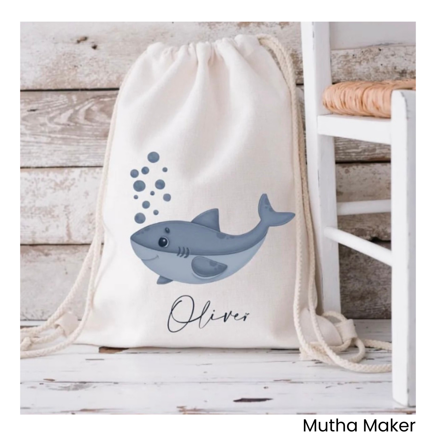 Drawstring Personalised Whale Swim Bag