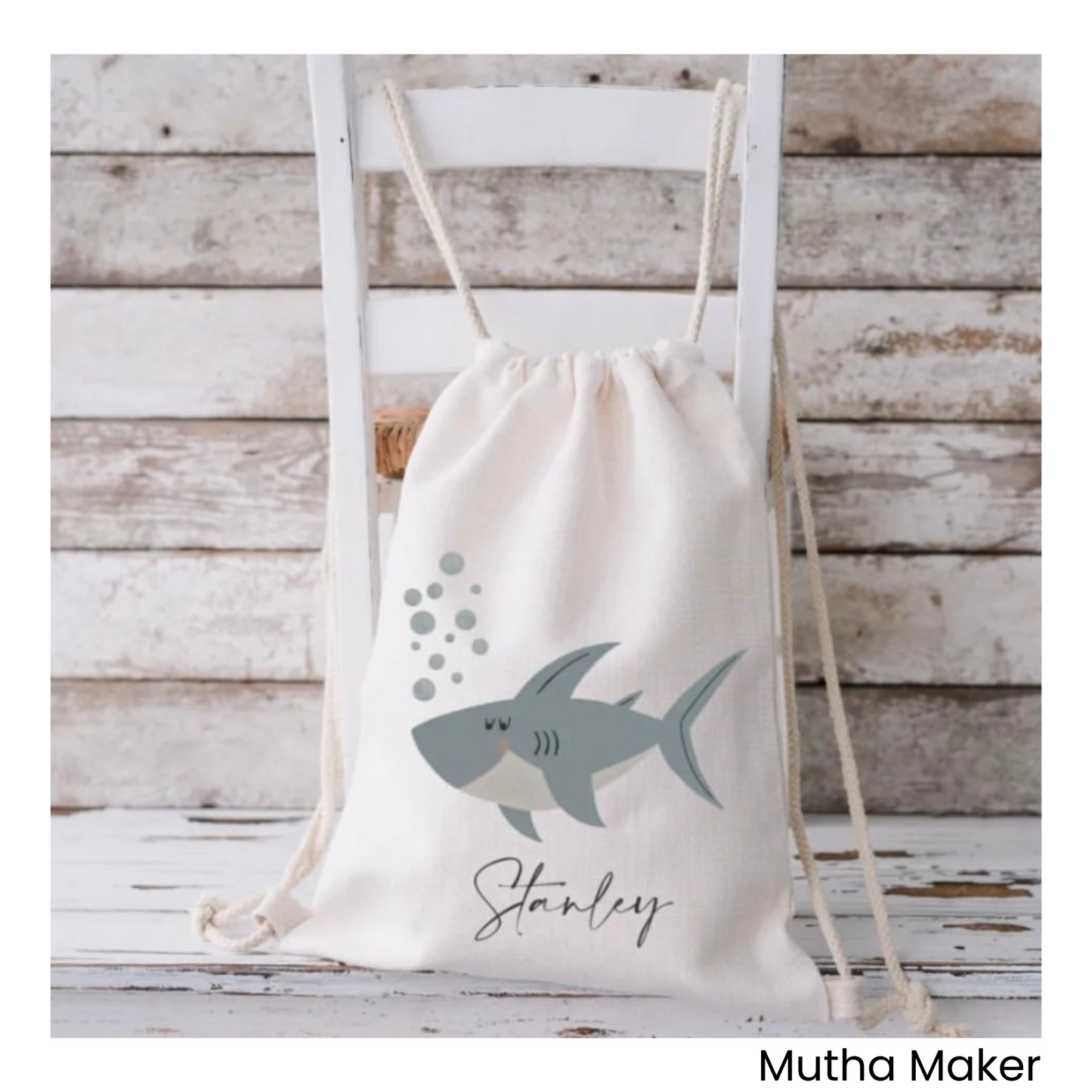 Drawstring Personalised Shark Swim Bag