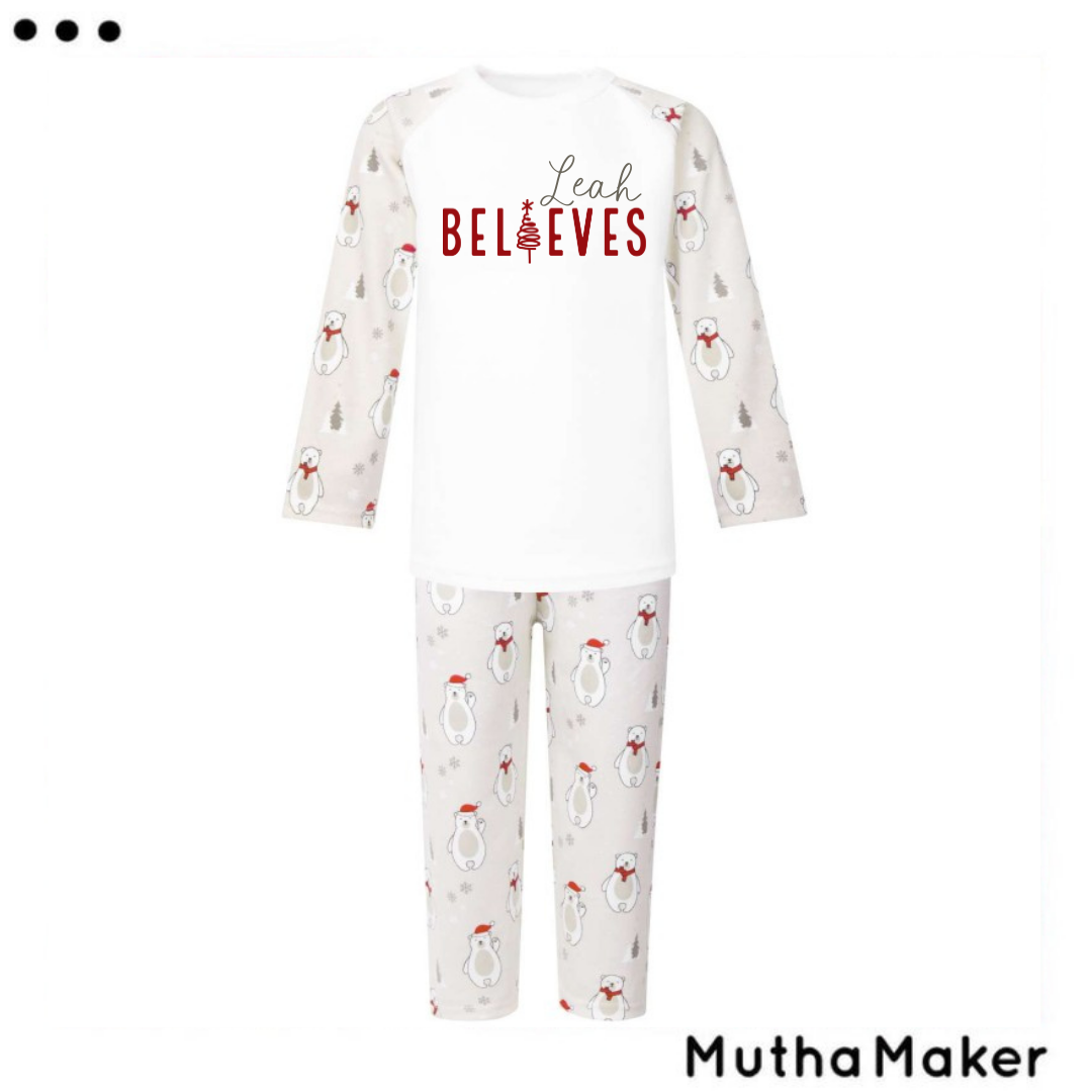 Christmas Polar Bear Kids Pjs