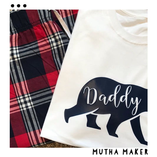 Fathers Day Daddy Bear and Baby Bear Matching Pjs