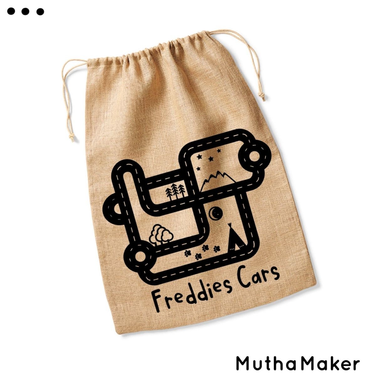 Personalised Kids Car Track Jute Sacks