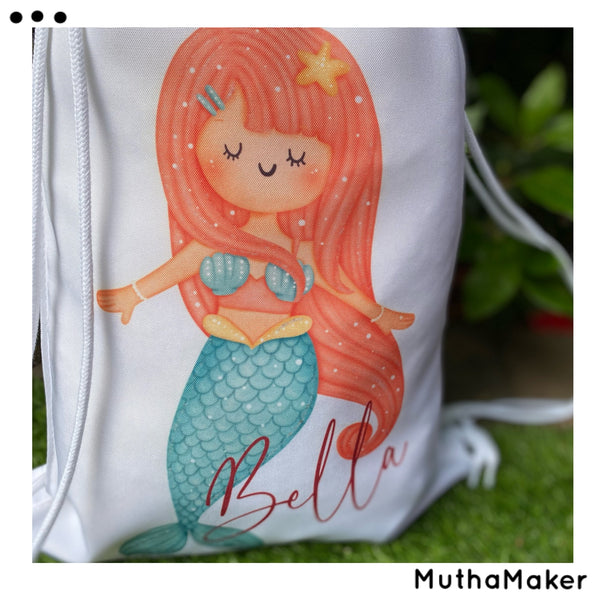 Drawstring Personalised Mermaid Bag