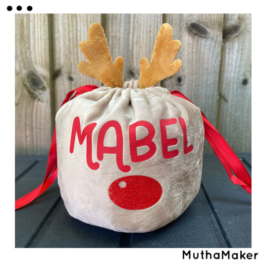 Christmas Velvet Reindeer Bags (3 week delivery time)