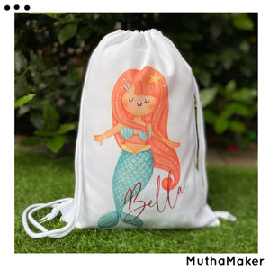 Drawstring Personalised Mermaid Bag